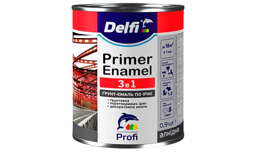 Грунт-емаль по іржі 3 в 1 2,8 кг Delfi, графіт матова
