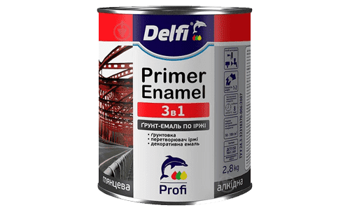 Грунт-емаль по іржі 3 в 1 2,8 кг Delfi, графіт