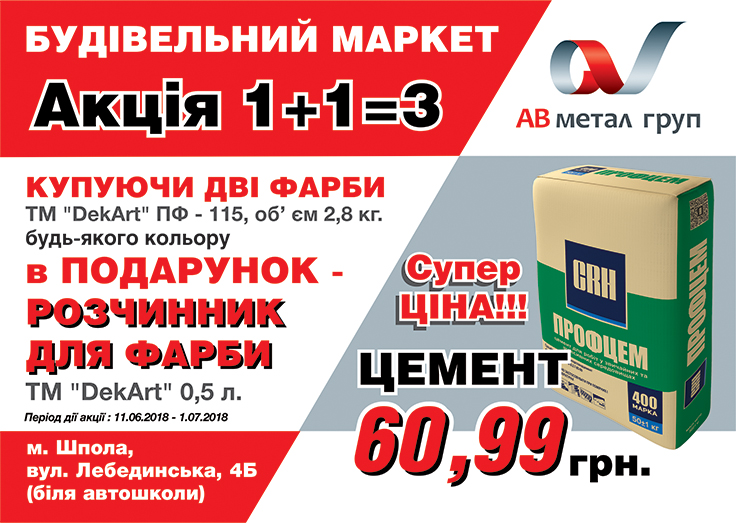 Акція на будівельні матеріали АВ метал груп